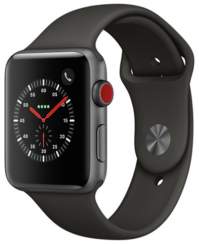 Apple Watch Series 3 GPS + Cellular, 42mm Space Gray Aluminum Case with Gray Sport Band