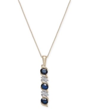 image of Sapphire (9/10 ct. t.w.) & Diamond Accent Pendant Necklace in 14k Gold