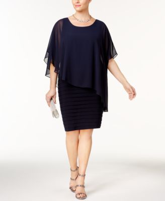 Plus Size Chiffon Capelet Sheath Dress