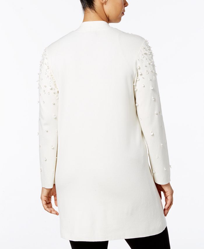 Pearl Embellished Open Front Cardigan