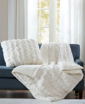 Madison Park Ruched Reversible Faux-Fur Throw, 50