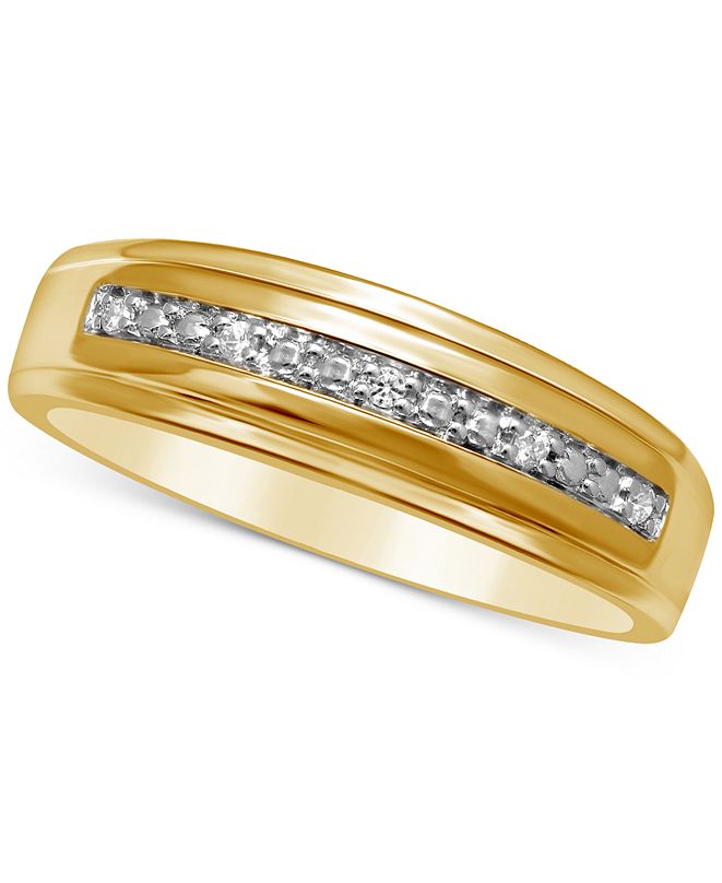Macy's Men's Diamond Accent Wedding Band in 14k Gold & Reviews - Rings ...