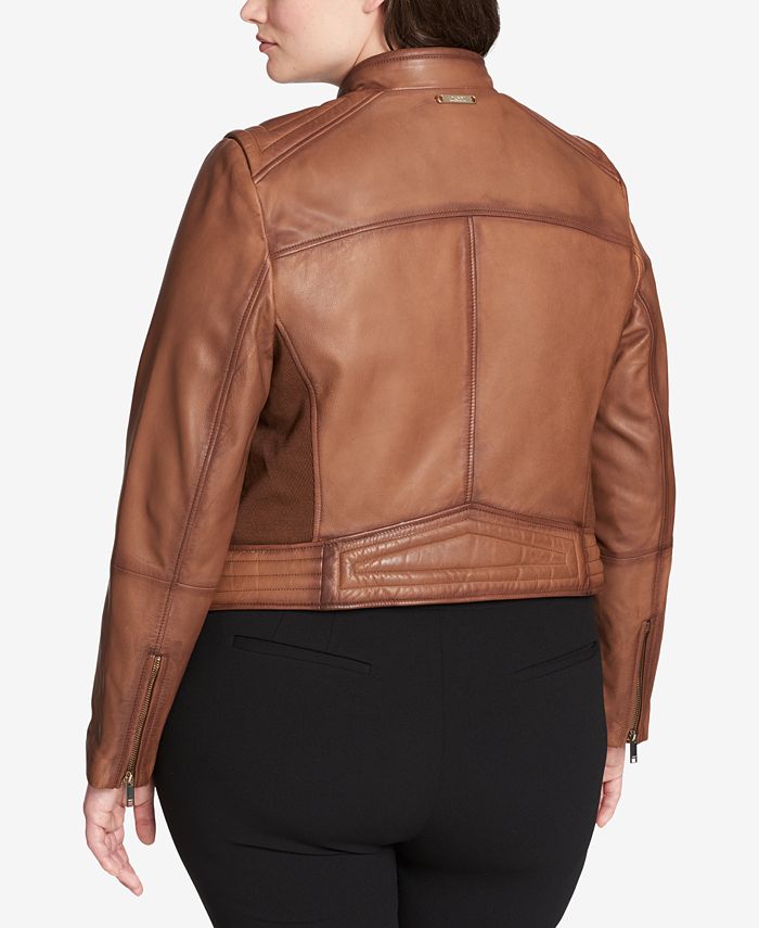 DKNY Plus Size Asymmetrical Leather Jacket - Macy's