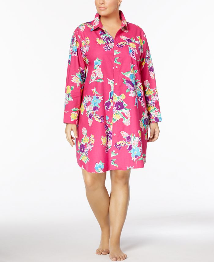 Lauren Ralph Lauren Plus Size Cotton Sateen Sleepshirt Macy's