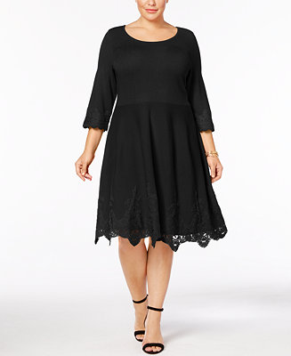 Charter Club Plus Size Lace-Hem Sweater Dress, Created for Macy's - Macy's