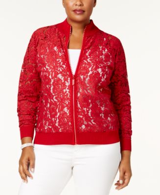 Lace bomber 2025 jacket plus size