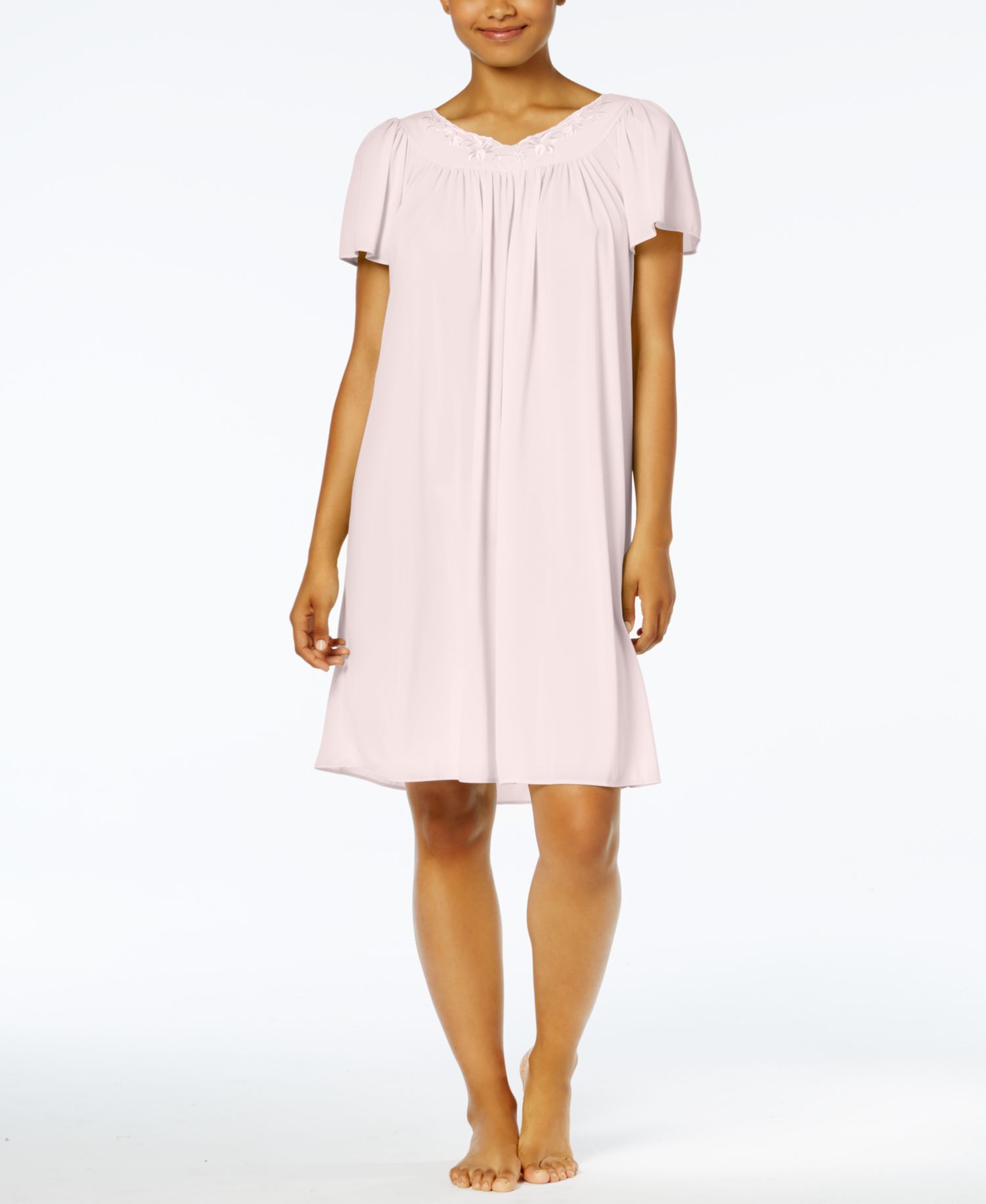 Women's Short-Sleeve Embroidered Nightgown