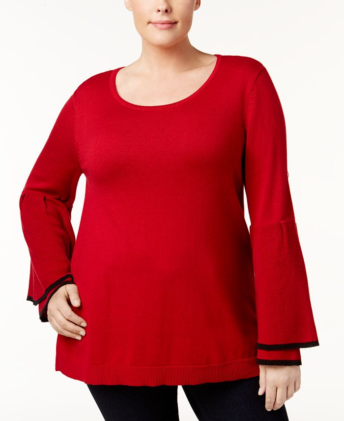 Style & Co Plus Size Ruffled-Sleeve Sweater, Created for Macy's - Macy's