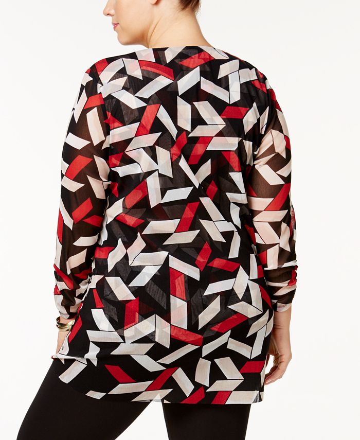 Alfani Plus Size Printed Drape-Front Blouse, Created for Macy's - Macy's