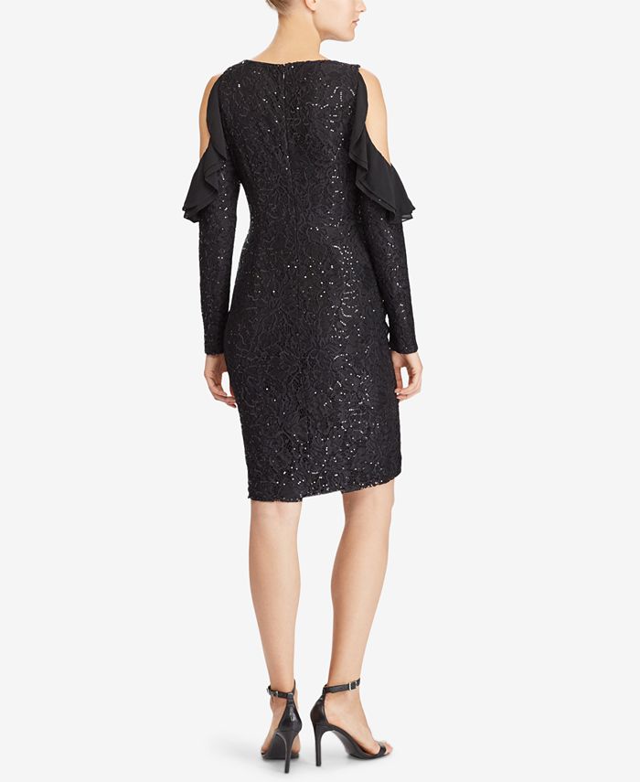 Lauren Ralph Lauren Sequined Cutout-Shoulder Dress - Macy's