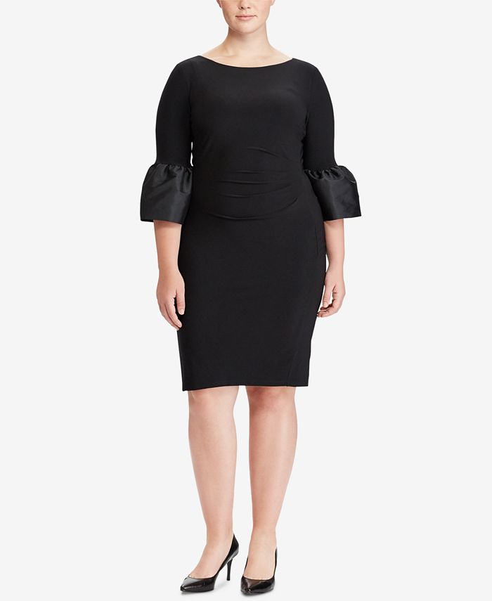 Lauren Ralph Lauren Plus Size Taffeta-Jersey Dress - Macy's