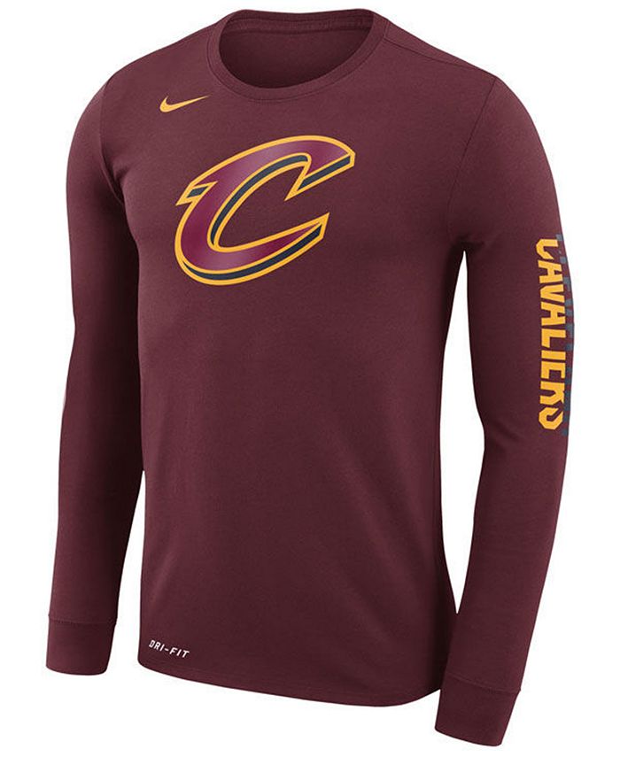 Nike Men's Cleveland Cavaliers Dri-FIT Cotton Logo Long Sleeve T-Shirt ...
