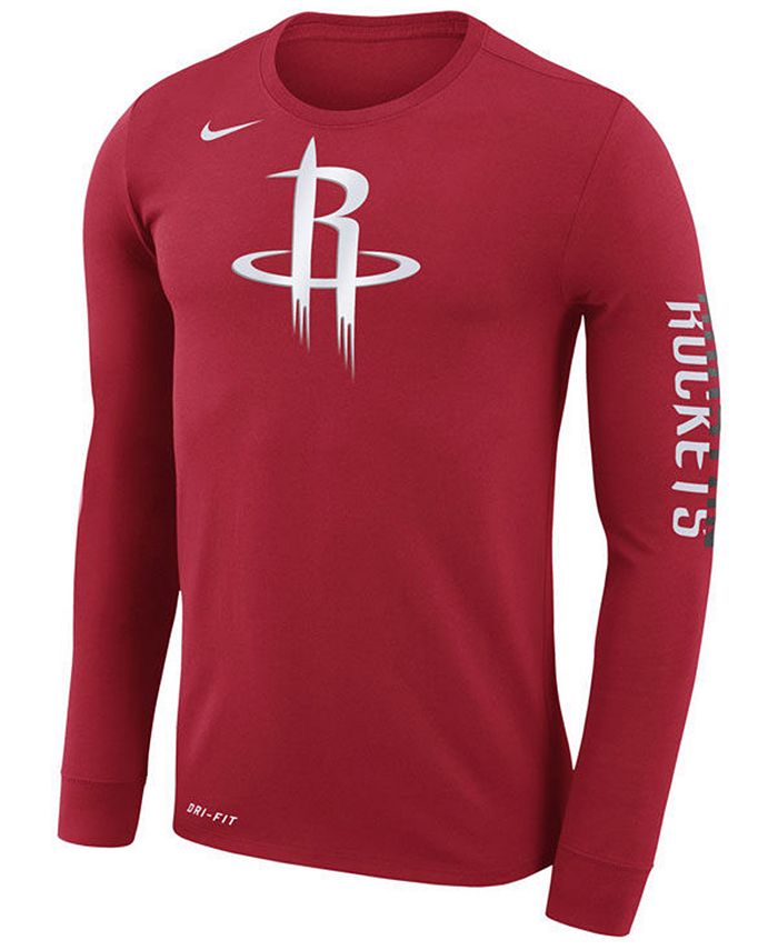 Nike Men's Houston Rockets Dri-FIT Cotton Logo Long Sleeve T-Shirt - Macy's