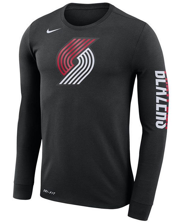 Nike Men's Portland Trail Blazers Dri-FIT Cotton Logo Long Sleeve T ...