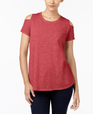 Style & Co - Petite Cotton Cold-Shoulder Top