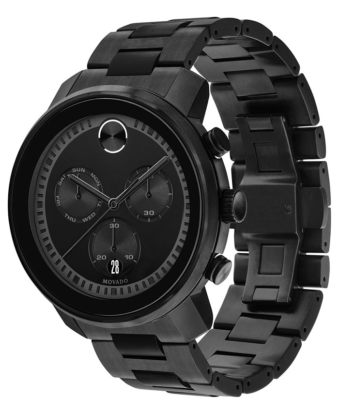Movado Men's Swiss Chronograph BOLD Black Stainless Steel Bracelet