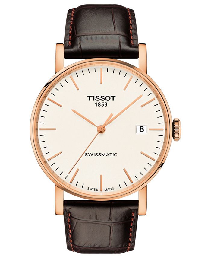Tissot - Men's Swiss Automatic Everytime Swissmatic Dark Brown Leather Strap Watch 40mm