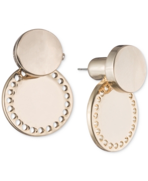 image of Dkny Gold-Tone Perforated Circle Jacket Earrings, Created for Macy-s