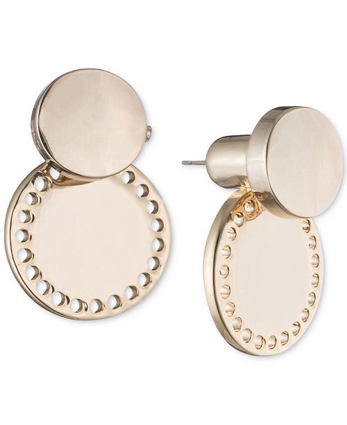 DKNY GoldTone Perforated Circle Jacket Earrings, Created for Macy's & Reviews Earrings