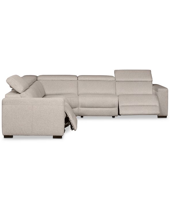 Furniture Nevio 5Pc. Fabric "L" Shaped Sectional Sofa with 2 Power