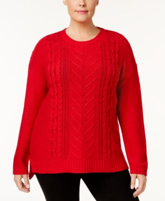 NY Collection - Plus Size Cable-Knit Sweater