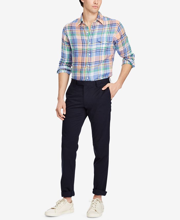 Polo Ralph Lauren Men's Classic-Fit Plaid Linen Shirt - Macy's