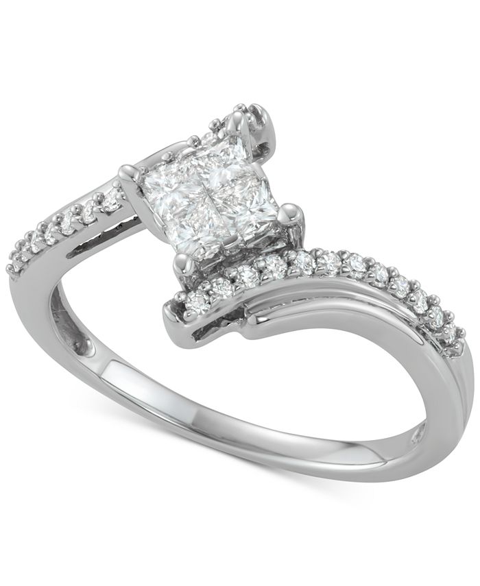 Macy's Diamond Swirl Ring (1/2 ct. t.w.) in 14k White Gold - Macy's