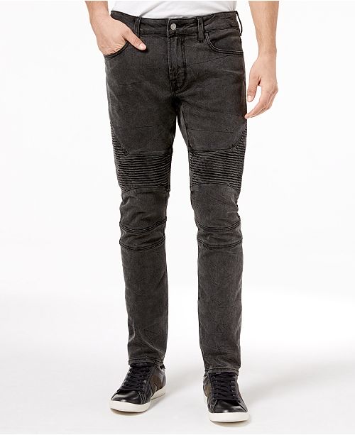 GUESS Men's Night Shadow Skinny Fit Moto Stretch Jeans & Reviews ...