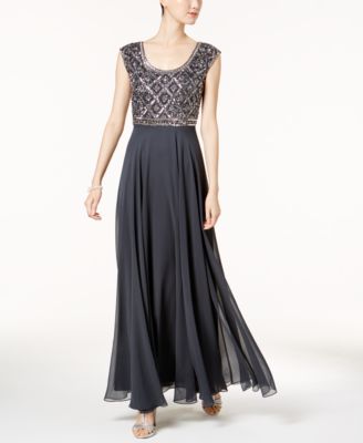 J Kara - Embellished Scoop-Neck Gown
