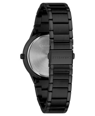 Men's Diamond-Accent Black Stainless Steel Bracelet Watch 40mm