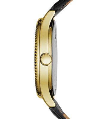  Men's Black Leather Strap Watch 41mm