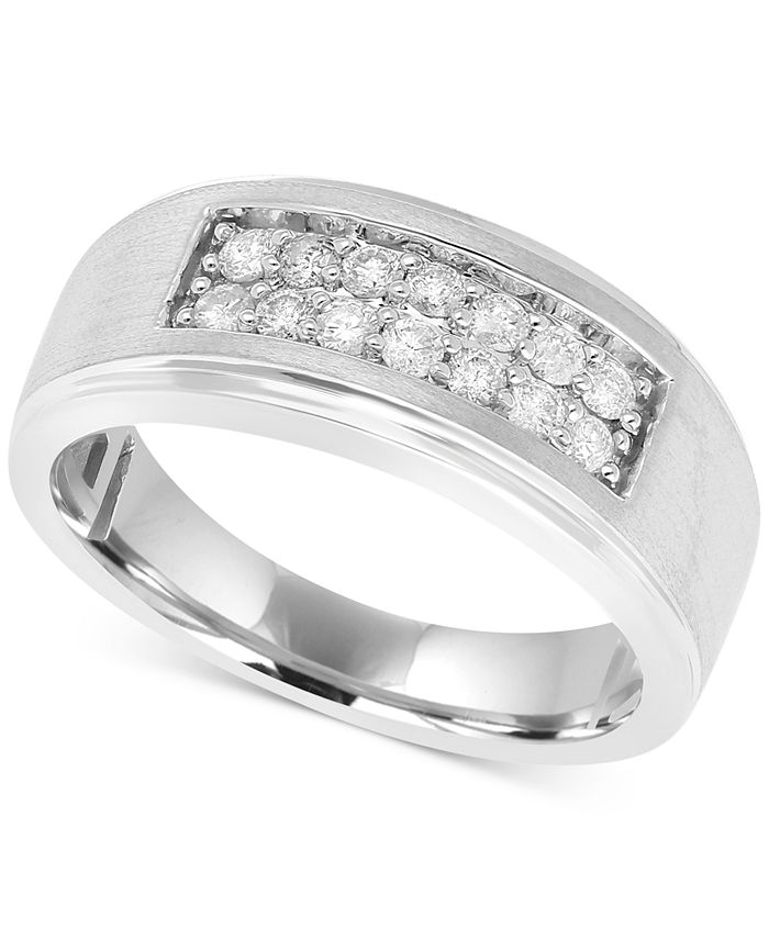 Macy's Men's Diamond Ring (1/2 ct. t.w.) in 10k White Gold - Macy's