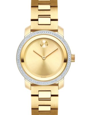 movado bold gold diamond watch