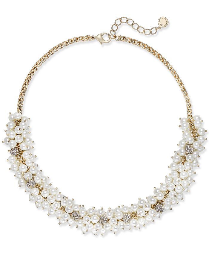 Charter Club GoldTone Pavé & Imitation Pearl Collar Necklace, Created