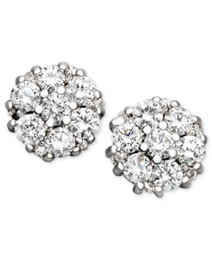 image of Diamond Flower Cluster Stud Earrings in 14k White Gold (1/2 ct. t.w.)