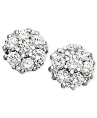 Macy's Diamond Flower Cluster Stud Earrings in 14k White Gold (1/2 ct ...