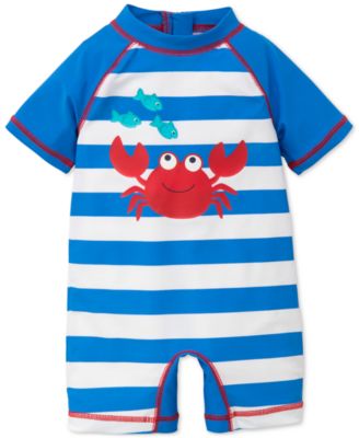 Little Me - Striped Crab Rash Guard Swimsuit, Baby Boys (0-24 months)