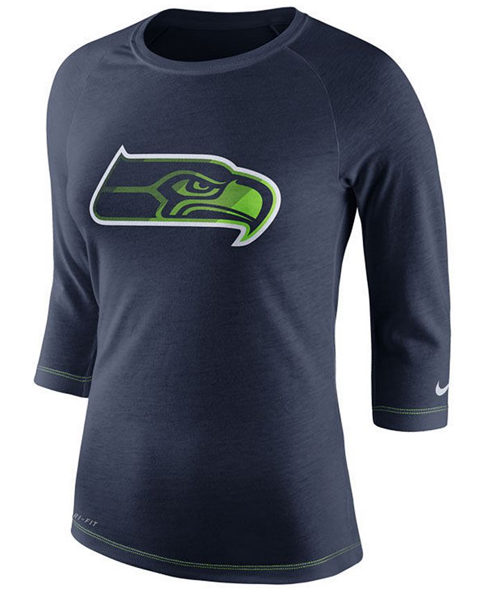 Nike Women's Seattle Seahawks Logo 3/4 Sleeve T-Shirt - Macy's