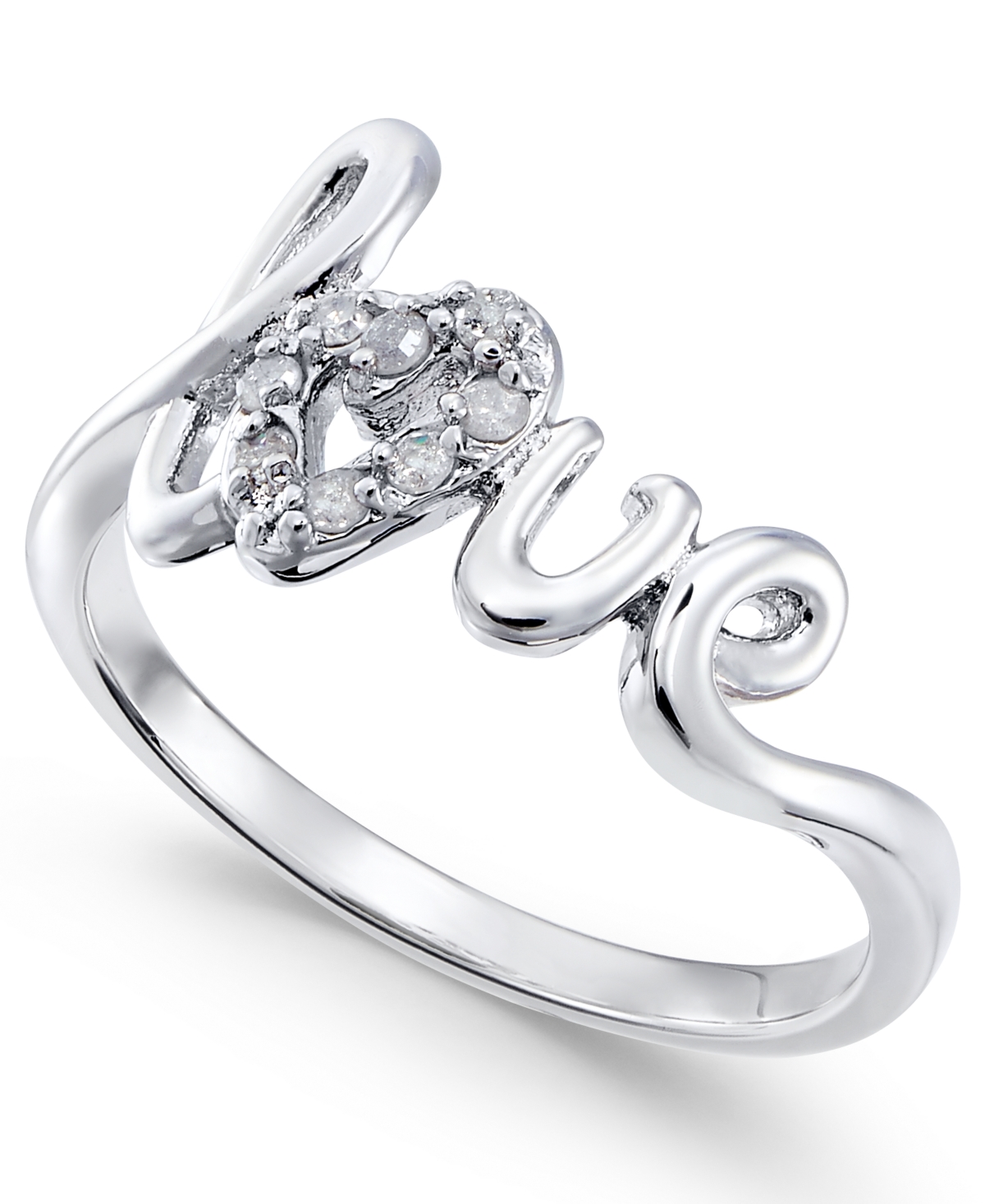 Diamond Love Ring (1/10 ct. t.w.) in 14k Gold-Plated Sterling- Silver