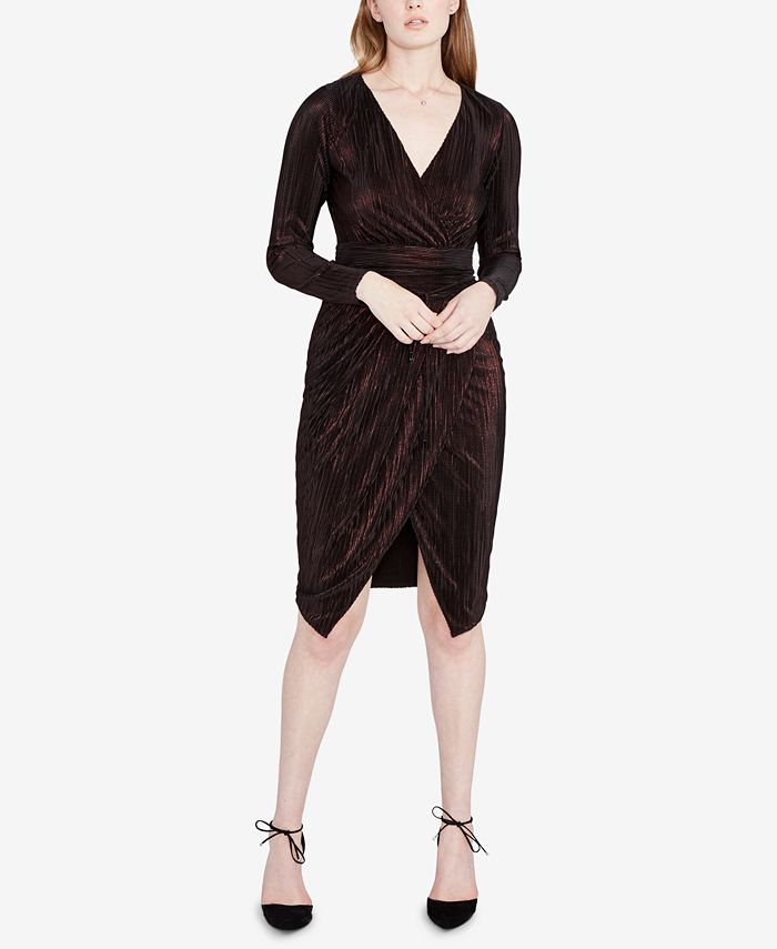Rachel roy metallic wrap dress store