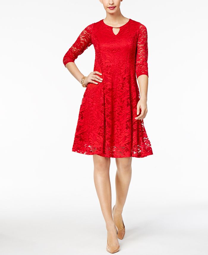 JM Collection Lace Fit & Flare Dress, Created for Macy's - Macy's