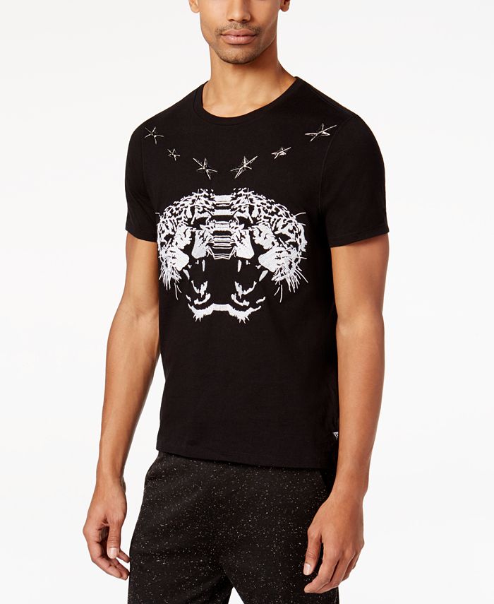GUESS Men's Star Embroidered-Leopard T-Shirt & Reviews - T-Shirts - Men ...