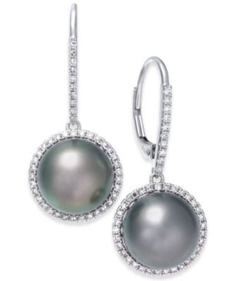 macy's black pearl earrings