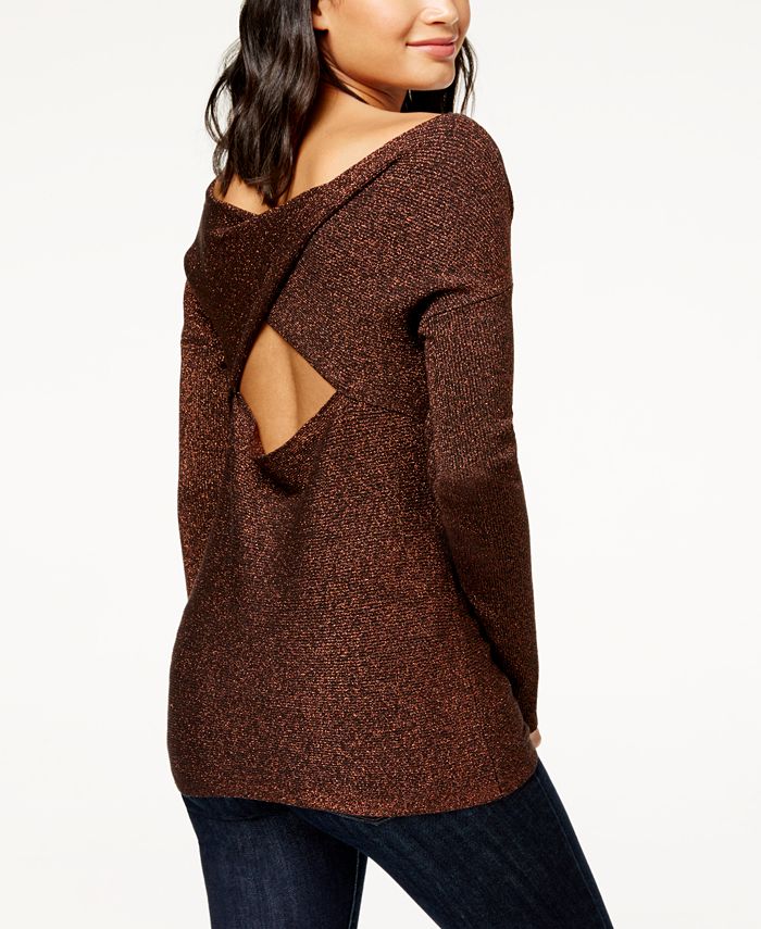 Twisted open back sweater outlet