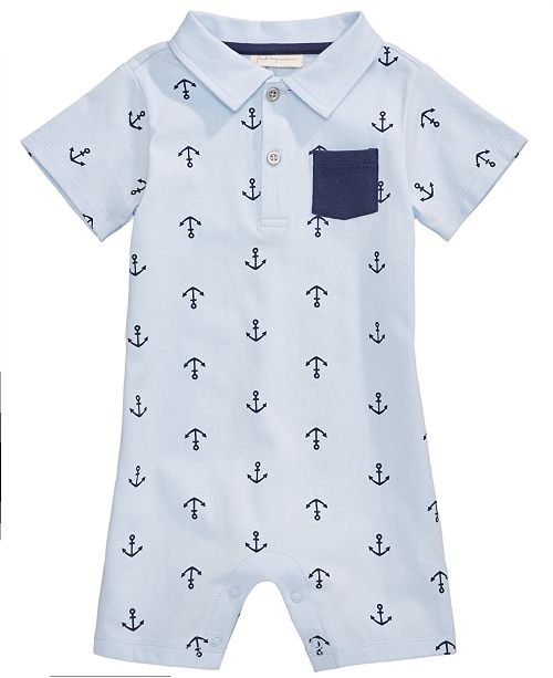 First Impressions Anchor Print Cotton Romper Baby Boys Created