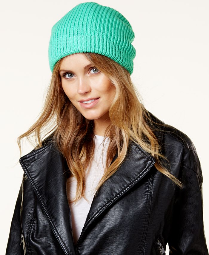 Port Authority Men's Rib Knit Slouch Beanie Hat - 100% Acrylic, Two-Tone, Casual Winter Hat - View #3