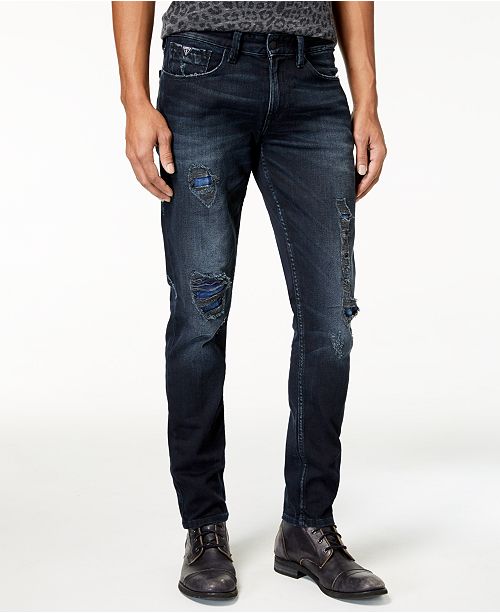 GUESS Men's Slim Tapered Fit Stretch Destroyed Jeans & Reviews Jeans Men Macy's