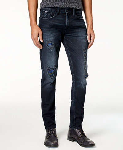GUESS Men's Slim Tapered Fit Stretch Destroyed Jeans - Jeans - Men - Macy's
