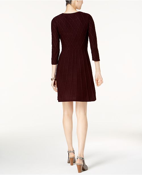 Jessica Howard Fit & Flare PatternedKnit Sweater Dress Dresses