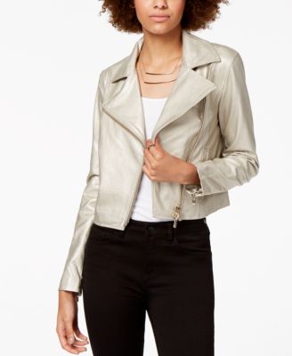 Armani Exchange - Metallic Faux-Leather Biker Jacket